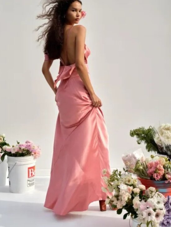 For Love And Lemons Dresses & Skirts - NWT $319 FOR LOVE AND LEMONS JEWEL SATIN MAXI DRESS IN PINK #2 SIZE S